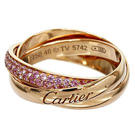 Cartier Trinity de Cartier 18K Rose Gold Ring And Pink Sapphire Three Band Size 3.75