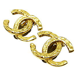 Chanel CC Logo Gold Tone Metal Earrings