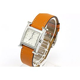 Hermes H Stainless Steel & Leather Strap Quartz Womens Watch