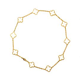 Van Cleef & Arpels 18K Yellow Gold 10 Motif Alhambra Necklace