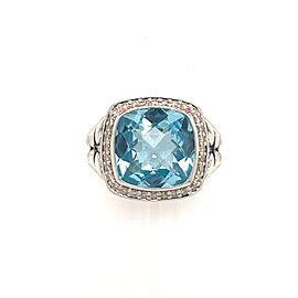 David Yurman Estate Blue Topaz Diamond Albion Ring Size