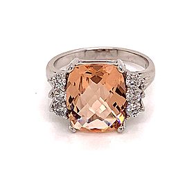 Diamond Morganite Ring Size 7.25 14k Gold 5.60 TCW Certified $5,950