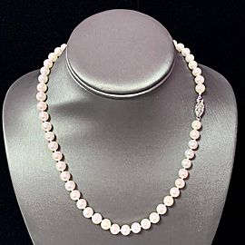 Akoya Pearl Necklace 14k White Gold 18" 7.5 mm Certified $3,490