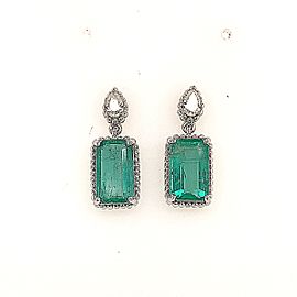 Natural Emerald Diamond Earrings 14k Gold 6.59 TCW Certified $7,950 118926