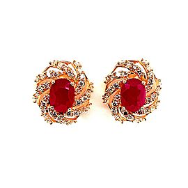 Diamond Ruby Earrings 14k Yellow Gold 3.64 TCW Certified 018671