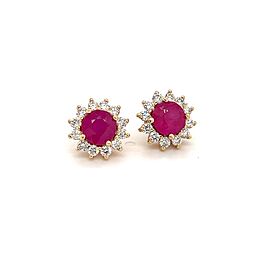 Diamond Rubellite Tourmaline Earrings 14k Gold 1.36 TCW Certified $3,950 211348