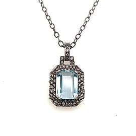 Natural Aquamarine Diamond Necklace 14k Gold 10.45 TCW Certified