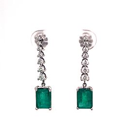 Diamond Emerald Earrings 14k White Gold 3.15 TCW Certified $3,950