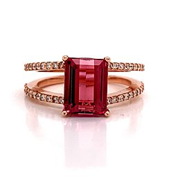 Natural Tourmaline Diamond Ring 14k RG 2.2 TCW Certified $4,950 112165