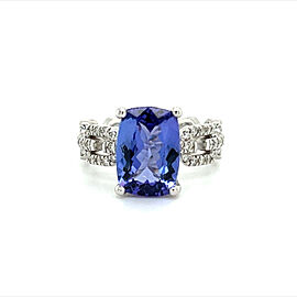 Natural Tanzanite Diamond Ring Size 6.5 14k White Gold 3.99 TCW Certified $5, 975 216192