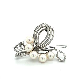 Mikimoto Estate Akoya Pearl Brooch Pin Sterling Silver