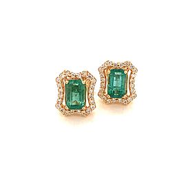 Natural Emerald Diamond Earrings 14k Gold 1.7 TCW Certified $3,950 111883