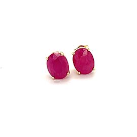 Natural Ruby Stud Earrings 14k Gold 6.75 TCW Certified $3,790 210751