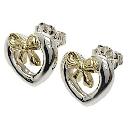 TIFFANY & Co Silver/18K Yellow Gold Heart ribbon Earring