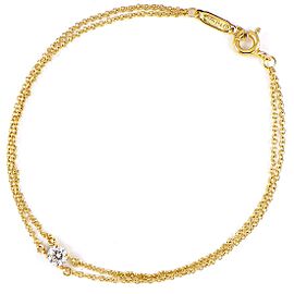 TIFFANY & Co 18K Pink Gold Double Chain Solitaire 1P Diamond Bracelet LXWBJ-712