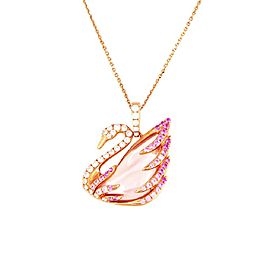 Swarovski Pink Faithful Swan Pendant with Chain Necklace