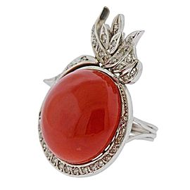 Coral Diamond Gold Cocktail Ring