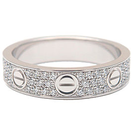 Cartier Mini Love Ring Pave Diamond K18 White Gold #48 US4.5