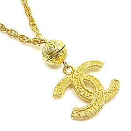 Chanel Gold Tone Metal CC Logo Pendant Necklace