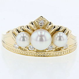 MIKIMOTO 18k Yellow Gold Pearl 3.5mm-5mm 5P Ring LXGBKT-1114