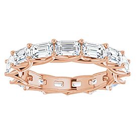 5 CARAT EMERALD-CUT DIAMOND ETERNITY RING ROSE GOLD 30 POINTER G COLOR VS1 CLARITY SHARED PRONG BAND BY MIKE NEKTA NYC