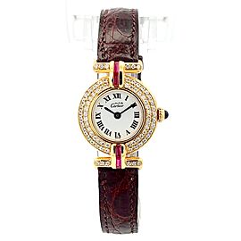 CARTIER VERMEIL COLISÈE Quartz 24mm GP Silver Diamond & Rubies Watch