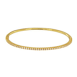 Tiffany & Co. Yellow Gold METRO Diamond Hinged Bangle Medium size