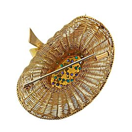 1960s Gold Turquoise Diamond Sapphire Sun Hat Brooch