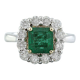 3.15 Carat Emerald 14K White Gold Diamond Ring