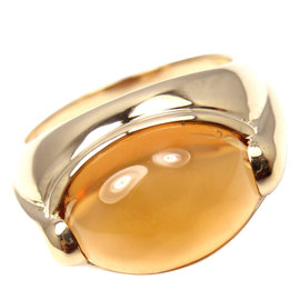 Bulgari 18K Yellow Gold Large CItrine Band Ring