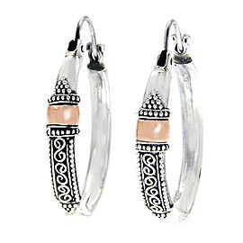 925 Sterling Silver and 18k gold Bali Hoop Earring