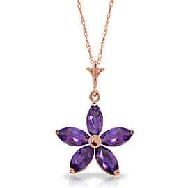 14K Solid Rose Gold Necklace with Natural Purple Amethysts