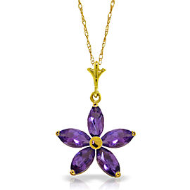 1.4 CTW 14K Solid Gold Tendency To Love Amethyst Necklace