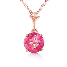 1.15 CTW 14K Solid Rose Gold Single Round Pink Topaz Necklace