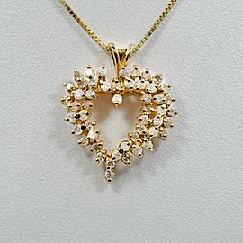 Diamond Heart Pendant 14K Yellow Gold 1.10Ct 3.8grams