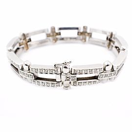 14K White Gold 7.20Ct Diamond Thick Heavy Chain Bracelet