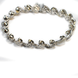 White & Black Diamonds Bracelet 4.31 Ct 14 K White Gold 26.4 grams 7"