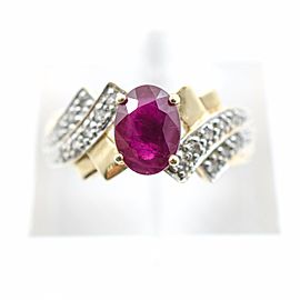 Yellow Gold Diamond, Ruby Womens Ring Size 7