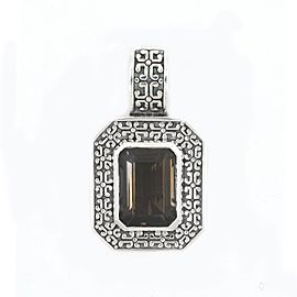 Large Rectangular Shape Smokey Topaz Antique Finish Pendant Locket 15CT 29.09 GR