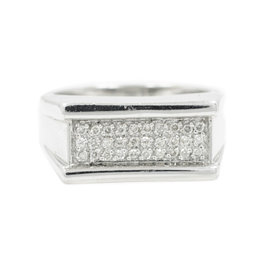 White White Gold Diamond Mens Ring Size 9.5