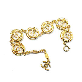 Chanel 18K Gold Plated CC Round Cutout Bracelet