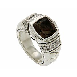 ¦Scott Kay 925 Sterling Silver Diamonds Smoke Topaz Ladies Ring Size