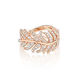 18K Gold Phoenix Feather Center Pave Diamond Ring