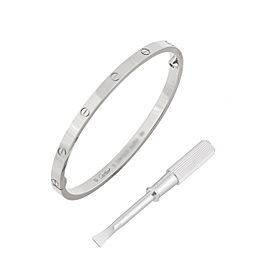 Cartier 18K White Gold Love Bracelet, SM Size 17