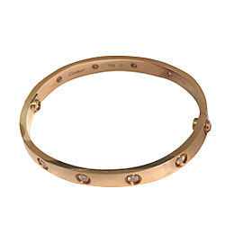 Cartier Rose Gold Love Bracelet 10 Diamonds Size 17