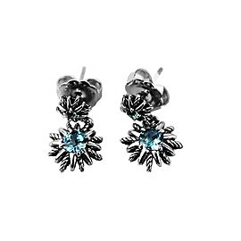 David Yurman Sterling Silver Blue Topaz Starburst Double Drop Earrings