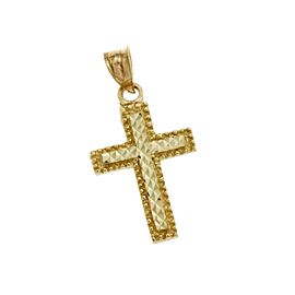 ¦Luxo Solid 14k Yellow Gold 28 mm Height Diamond Cut Cross Pendant