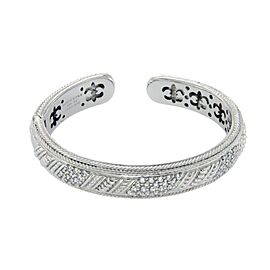 JUDITH RIPKA 925 Sterling Silver Diamonique Stones Bangle Size 7" Large