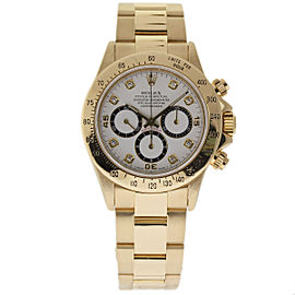 Rolex Daytona 16528 Zenith 18K Yellow Gold White Diamond Dial 40mm Mens Watch