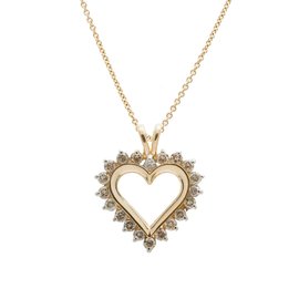 14K YELLOW GOLD HEART SHAPE DIAMOND PENDANT